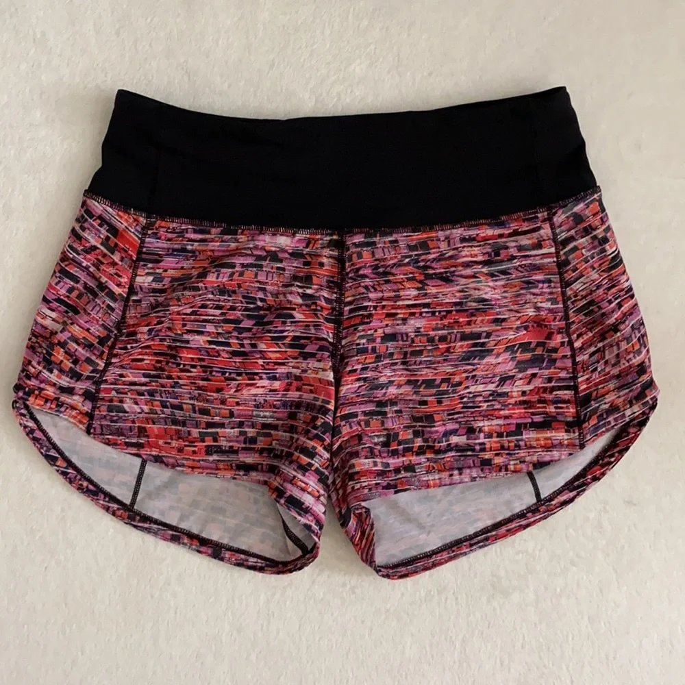 Lululemon | Speed Up Swift Short 4" Flash Pleat Orange Multi/Black W7AVMT 2 Tall - Picture 16 of 16